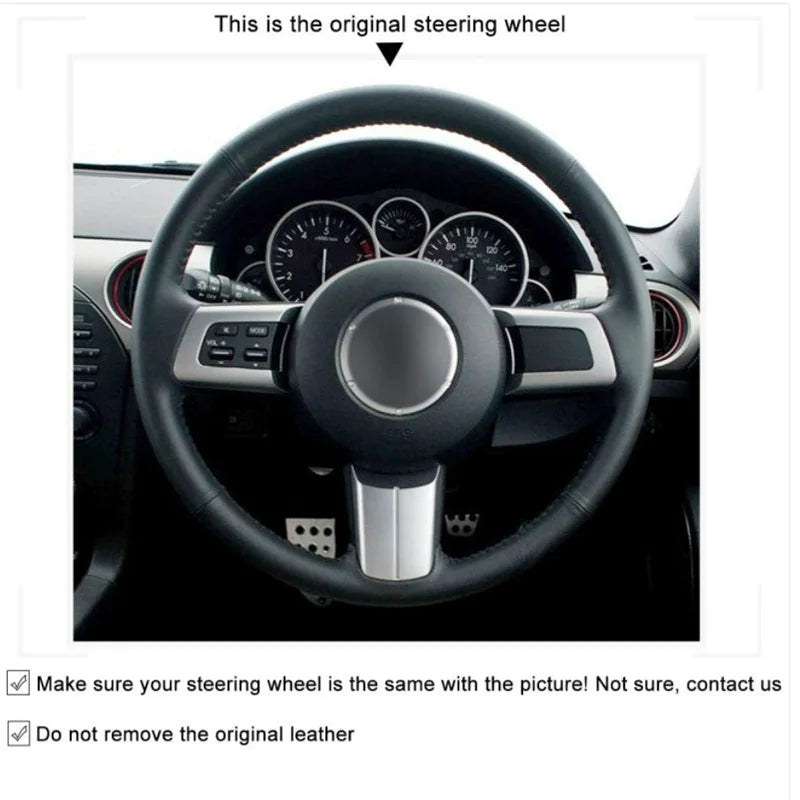 For Mazda MX-5 MX5 2006-2015 Mazda RX-8 RX8-2011 CX-7 CX7 2007-2009 Braid Car Steering Wheel Cover Leather Suede Car Interior