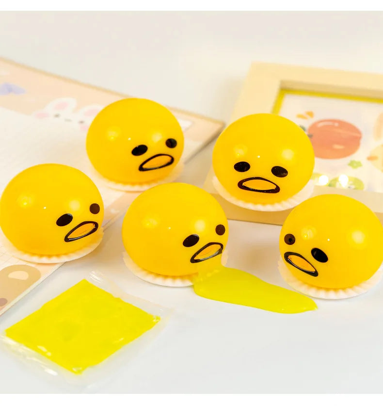 New Squishy Puking Egg Yolk Stress Ball With Yellow Goop Relieve Stress Toy Funny Squeeze Tricky Antistress Disgusting Egg Toys