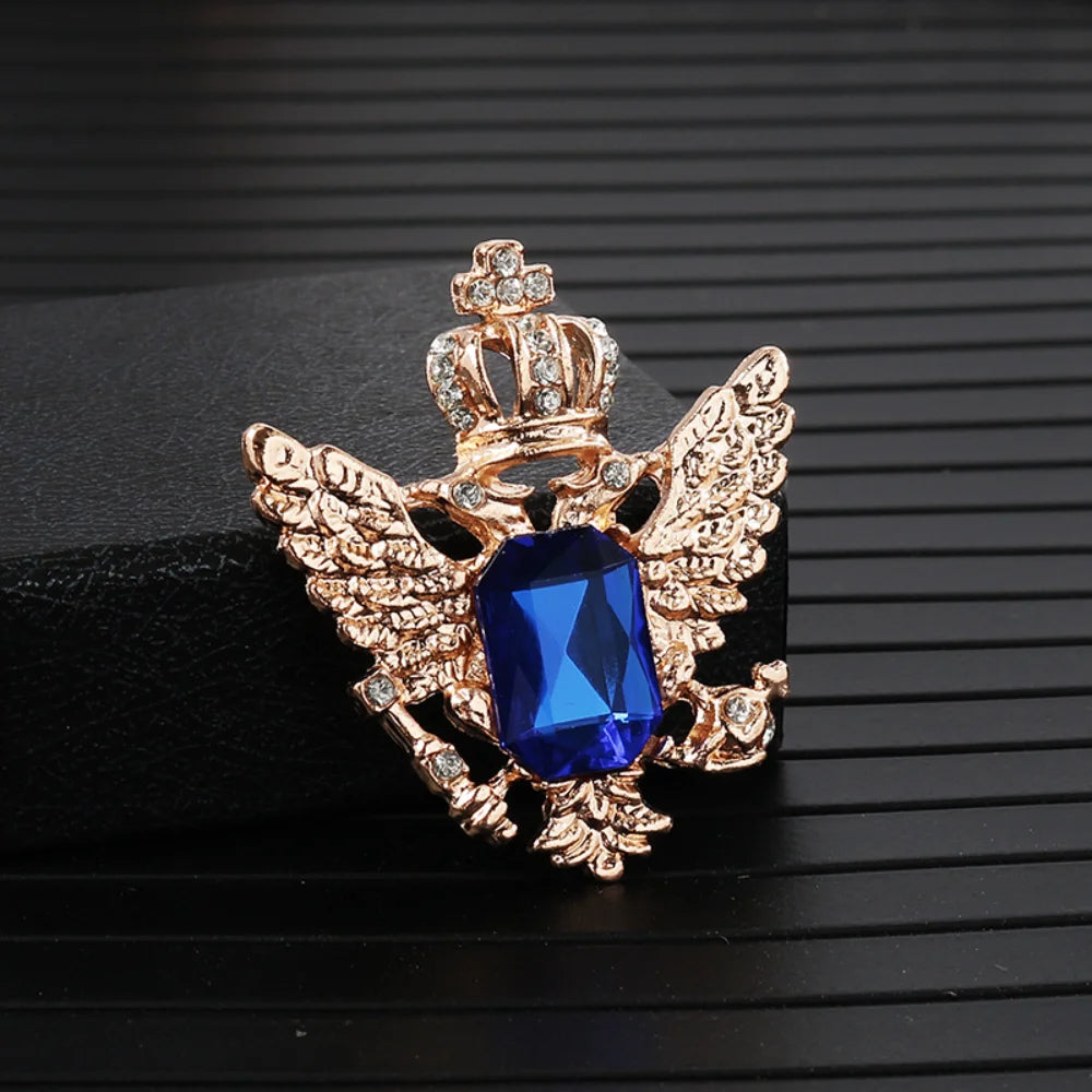 Retro Double Headed Eagle Angel Wings Pin Crown Cross Brooch Suit Jacket Metal Pin Decorative Accessory