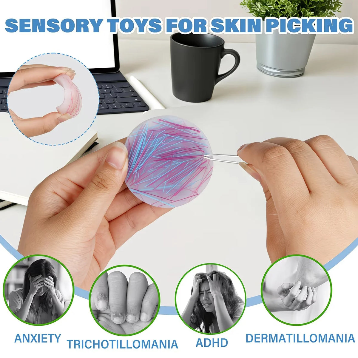 1pc Round Picking Pad - Adult Relax Toy for Skin Picking Disorder and Trichotillomania, Sensory Picking Pad for Autism and Relax