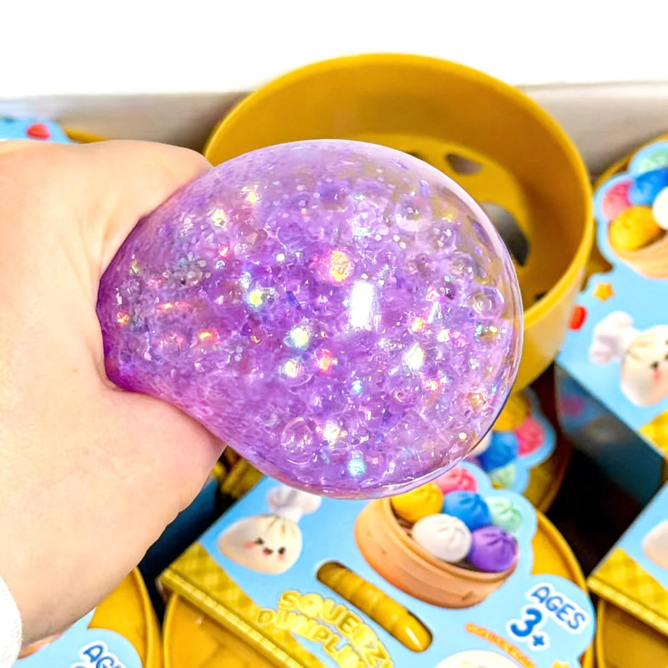1-12pcs Glitter Dumpling Glitter Dumpling Squishy with Box Dumplings Sensory Squeeze Toy for Stress Relief Toys