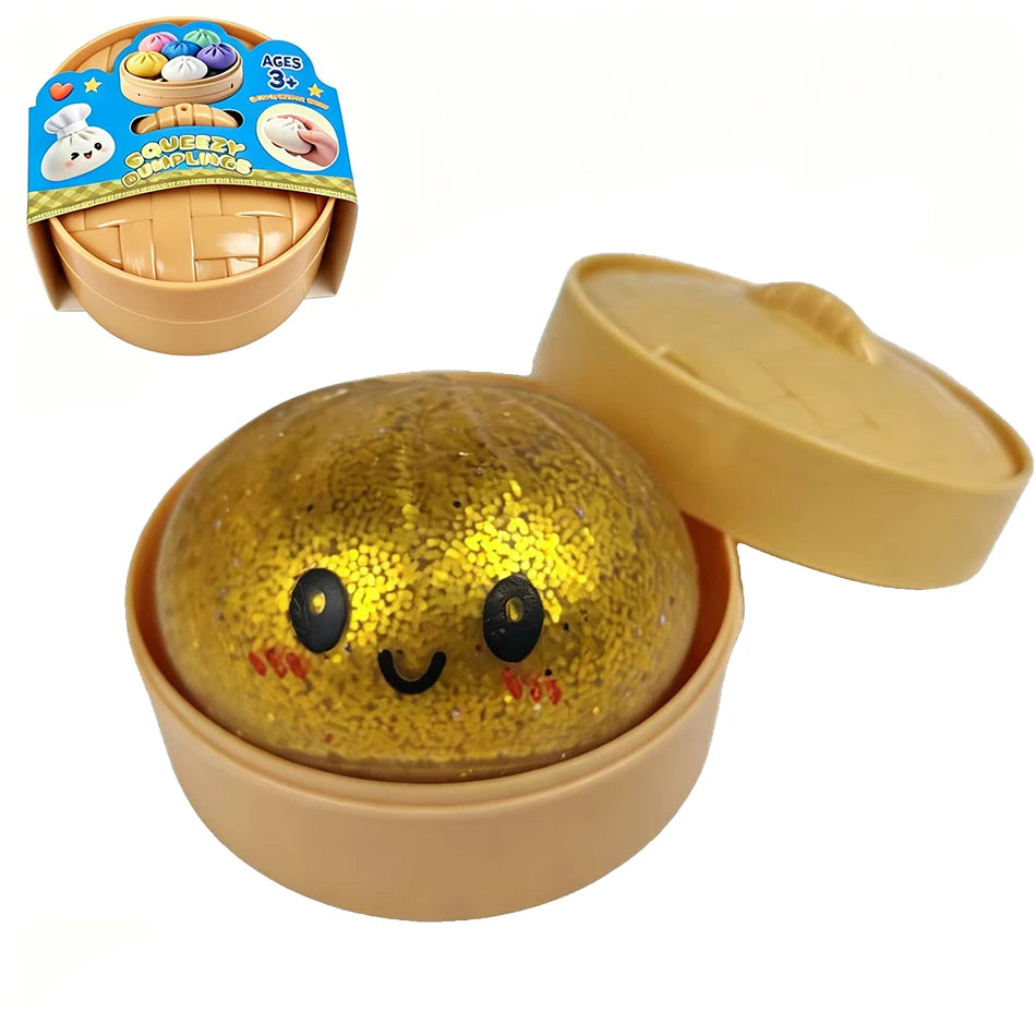 Giant Squishies Dumpling Bun Toy, Slow Rising Glitter Dumpling Stress Ball, Stress Relief Fidget Toy for Home Office Travel toys