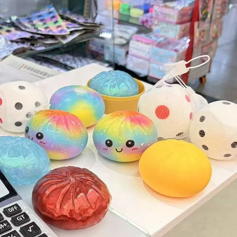 Colorful Simulated Dumpling Squishy Relaxing Relieve Anxiety Antistress Enhance Happiness Rebound Squeeze Reliever Toy