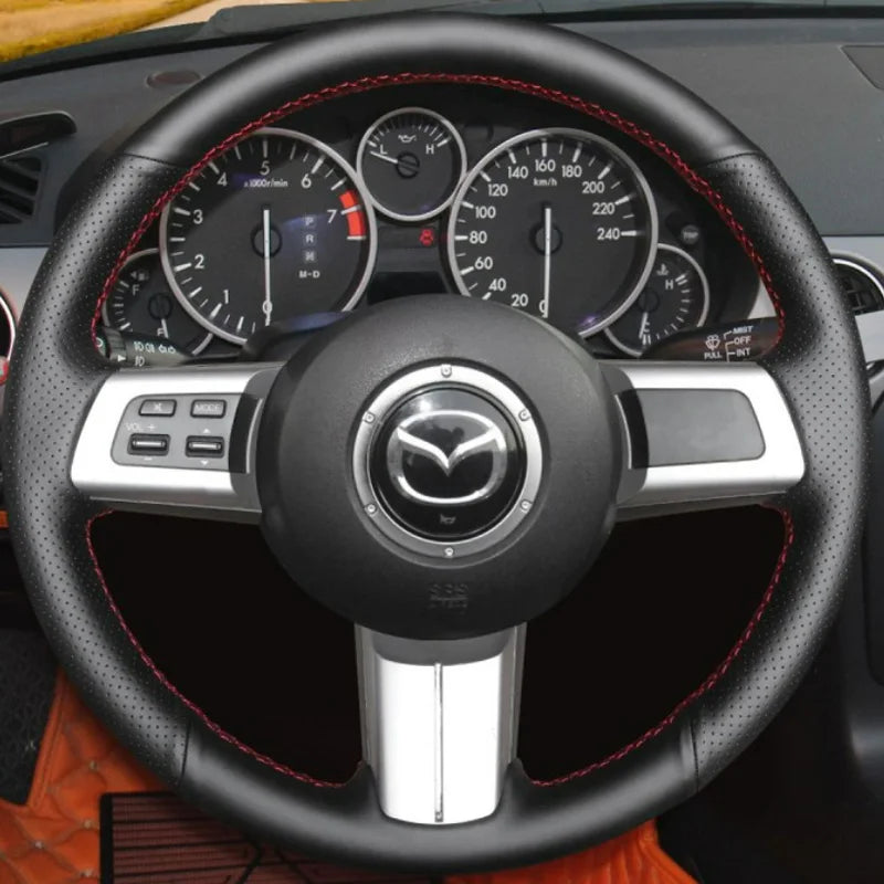 For Mazda MX-5 MX5 2006-2015 Mazda RX-8 RX8-2011 CX-7 CX7 2007-2009 Braid Car Steering Wheel Cover Leather Suede Car Interior