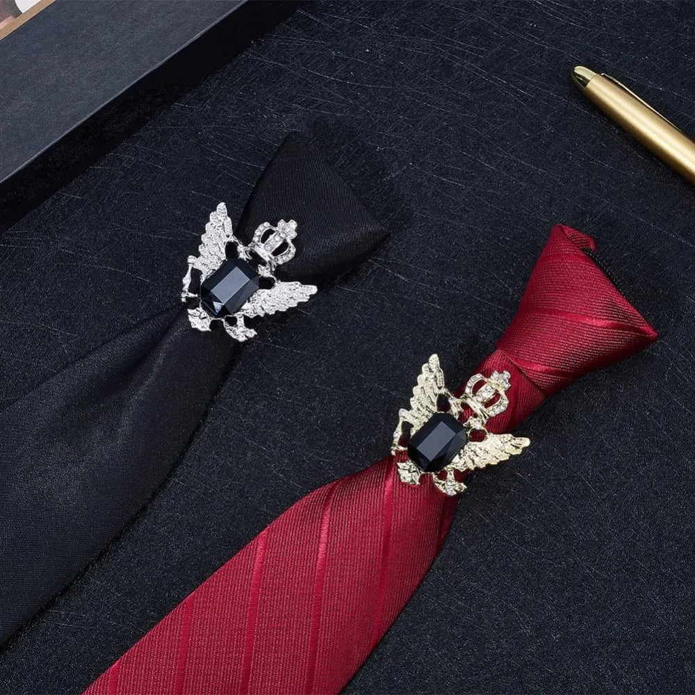 2pcs 2 Colors Alloy Rhinestone Tie Clips Platinum Golden Eagle 46x40mm 1pc/color