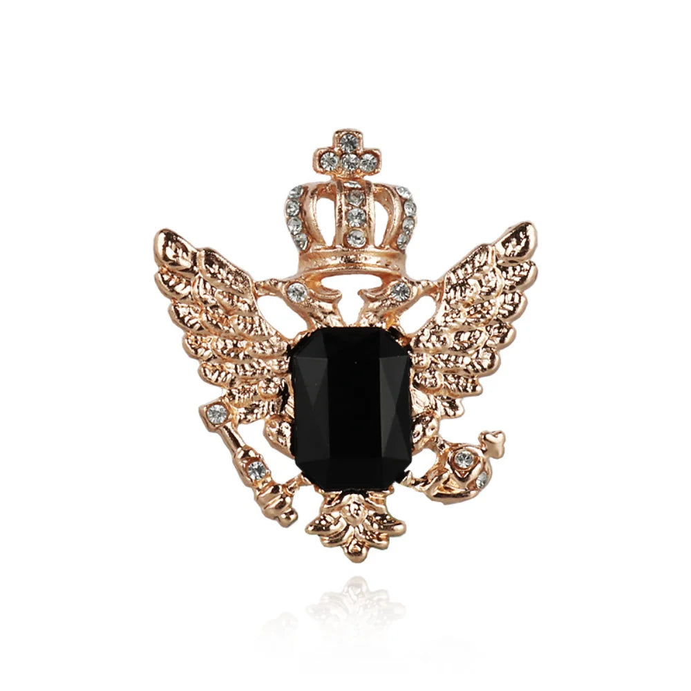 Retro Double Headed Eagle Angel Wings Pin Crown Cross Brooch Suit Jacket Metal Pin Decorative Accessory