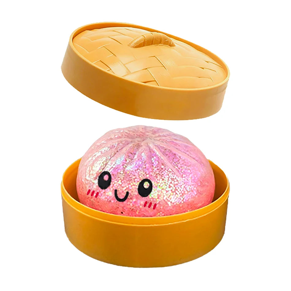 6 styles Colorful Dumpling Squishes Stress Balls Fidget Sensory Toys Squishies Bun with Steamer Squeeze Dough Ball Gifts