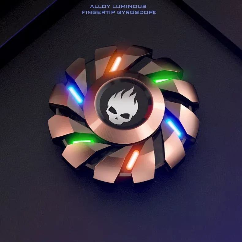 YIJOO Luminous Fingertip Spinning Top EDC Sensory Toys Metal Mute Fidget Spinner Rainbow Light Fidget Toys
