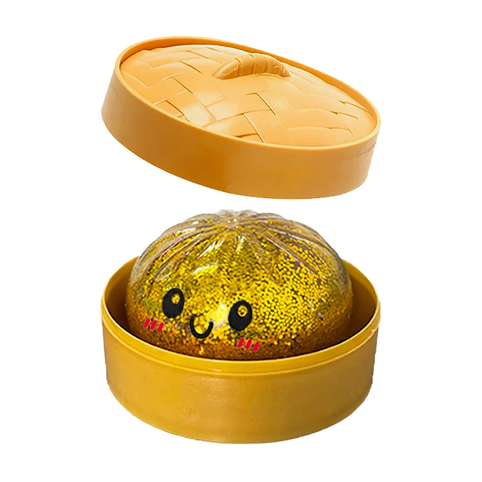 6 styles Colorful Dumpling Squishes Stress Balls Fidget Sensory Toys Squishies Bun with Steamer Squeeze Dough Ball Gifts
