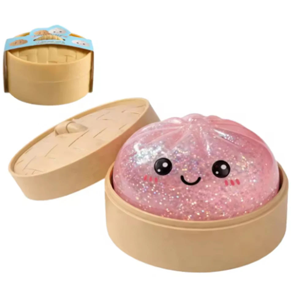 //Hot Glitter Dumpling Squishy with Box Dumplings Sensory Squeeze Toy for Stress Relief Fans Gift