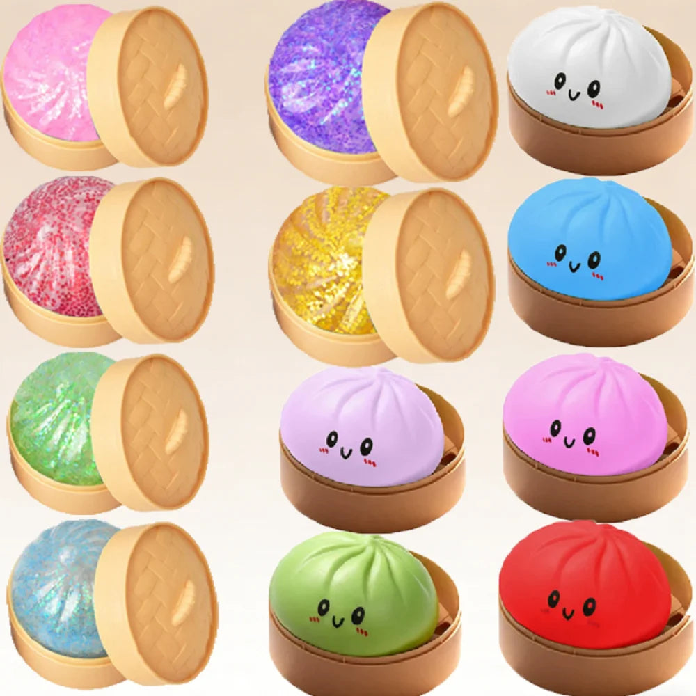 New Colorful Dumpling Squishes Stress Balls Reusable Low Rebound Decompression Toys Dough Ball
