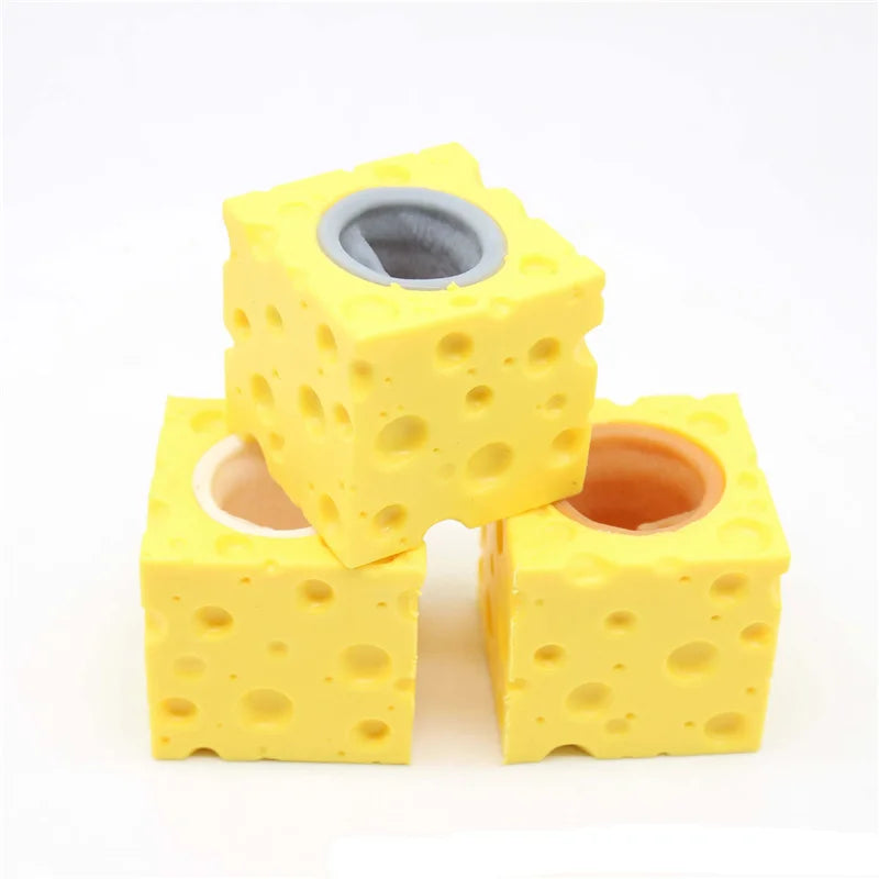 Funny Mouse Rabbit Cup Squeeze Toys Stress Relief Pet Cheese Pinch Fun Stress Ball Vent Squirrel Cup Prank Fidget Toys For Kids