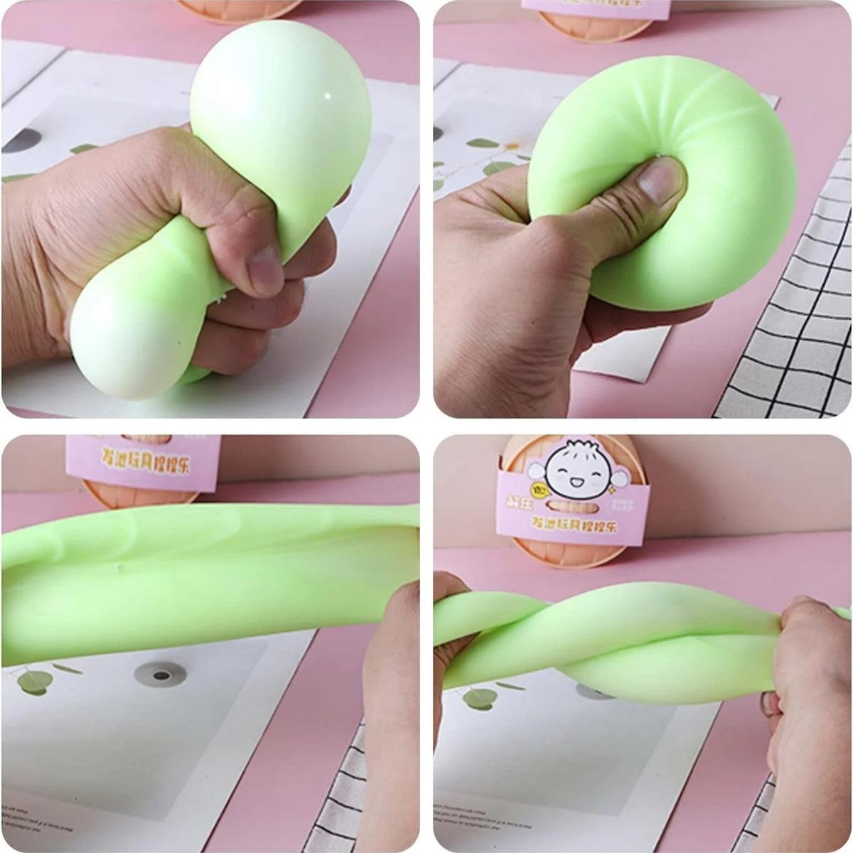 Colorful Dumpling Squishes Stress Balls Fidget Sensory Toys Simulation Food Squishies Bun with Steamer Squeeze Dough Ball Gifts