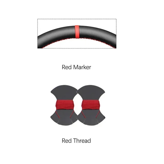 Black Faux Leather Car Steering Wheel Cover for Hyundai Sonata Kona Tucson 2023 2024 2025