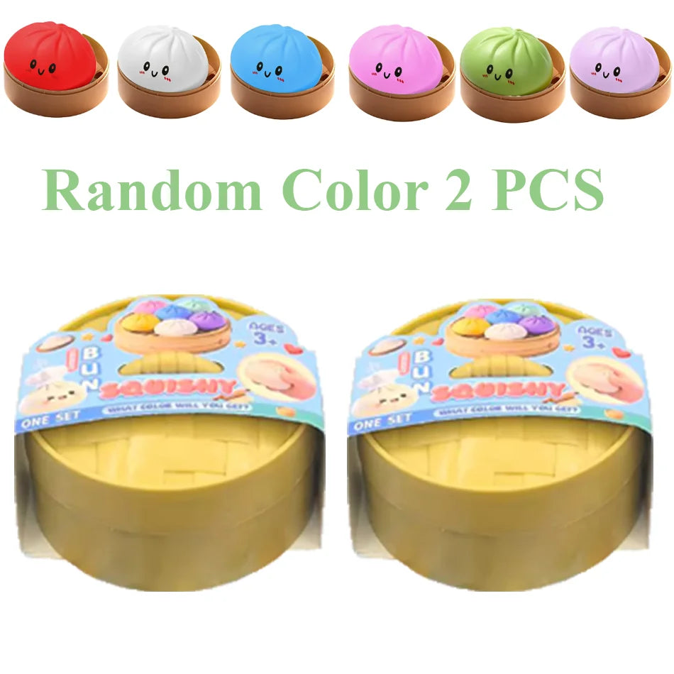 New Colorful Dumpling Squishes Stress Balls Reusable Low Rebound Decompression Toys Dough Ball