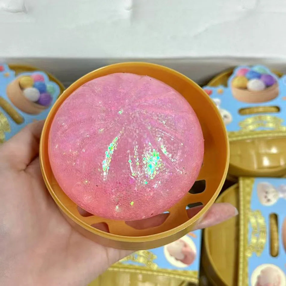 1-12pcs Glitter Dumpling Glitter Dumpling Squishy with Box Dumplings Sensory Squeeze Toy for Stress Relief Toys