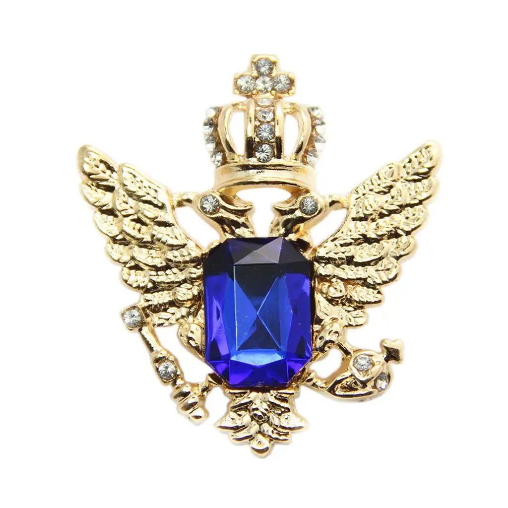 Alloy Eagle Brooch Pin Vintage Style Rhinestone Clothes Pin for Men's Suit Business Party Accessory
