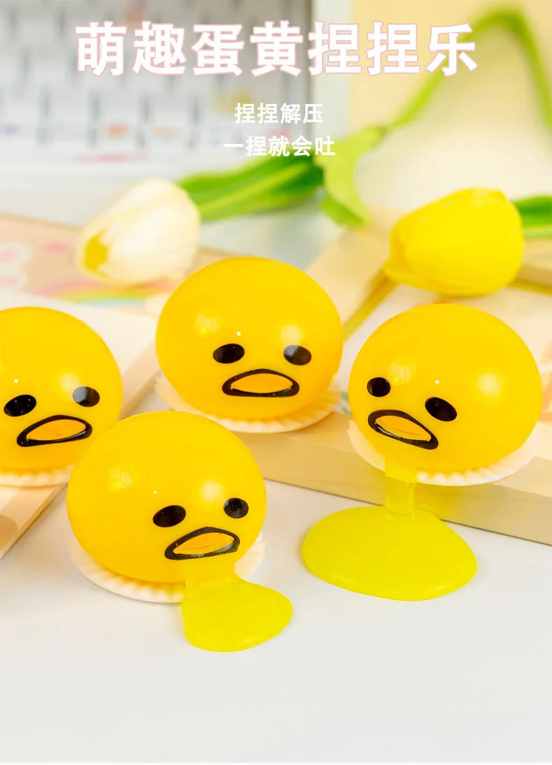 New Squishy Puking Egg Yolk Stress Ball With Yellow Goop Relieve Stress Toy Funny Squeeze Tricky Antistress Disgusting Egg Toys