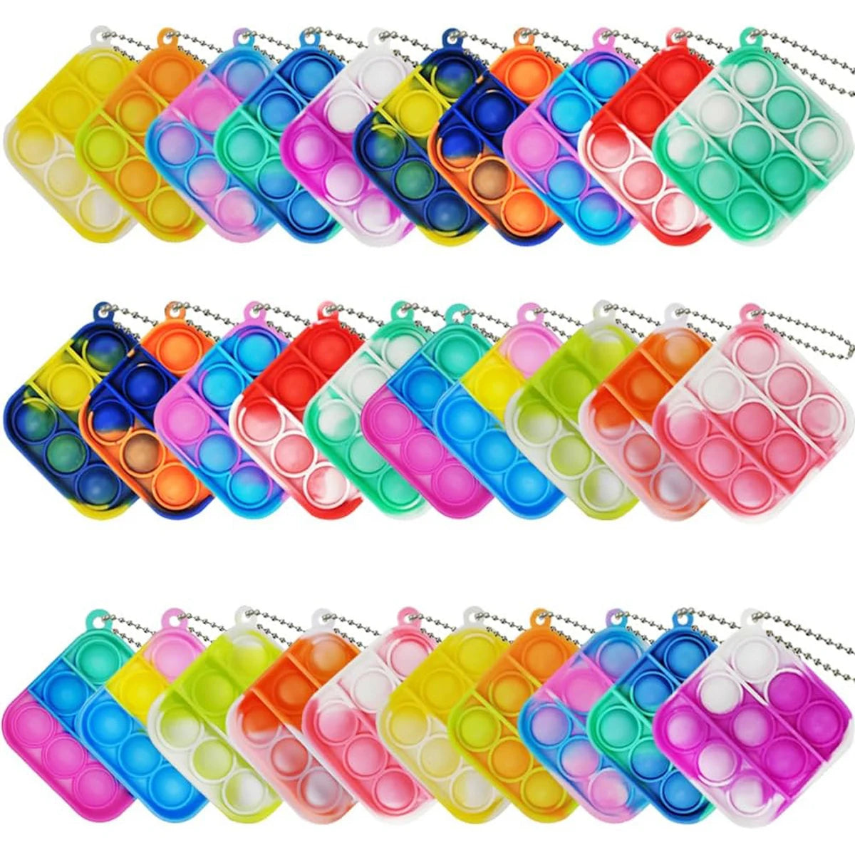 Lot 30 Mini Porte-Clés Pop Fidget Toy Enfant – Cadeau Fête & Classe | 30pcs Mini Pop Keychain Fidget Toys for Kids