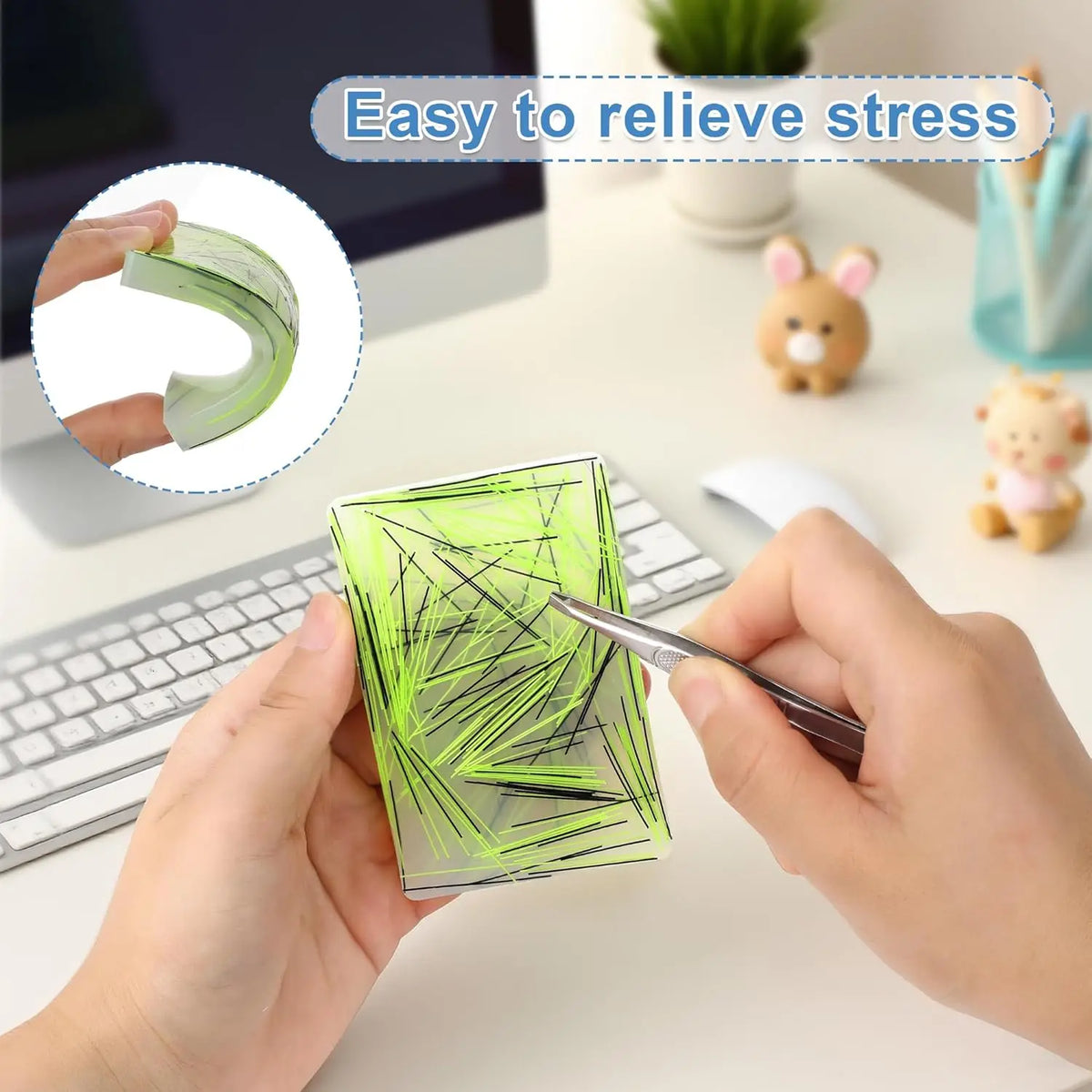Skin Picking Fidget Toys Silicone Sensory Picky Pad with Tweezer Anxiety Stress Relief Hair Pulling Sensory Toys for Kids Adult