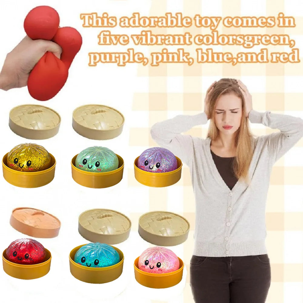New Colorful Dumpling Squishes Stress Balls Reusable Low Rebound Decompression Toys Dough Ball