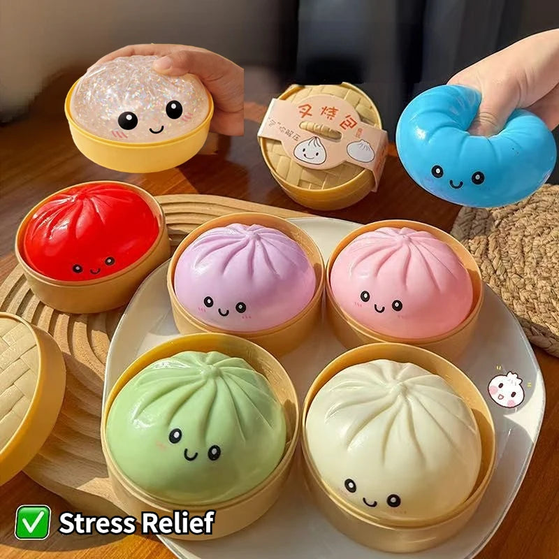 10cm Simulation Flash Dumpling Squishy Toy, Slow Rebound Soft Squeeze Stress Ball, Decompression Fidget Toy for Kids & Adults