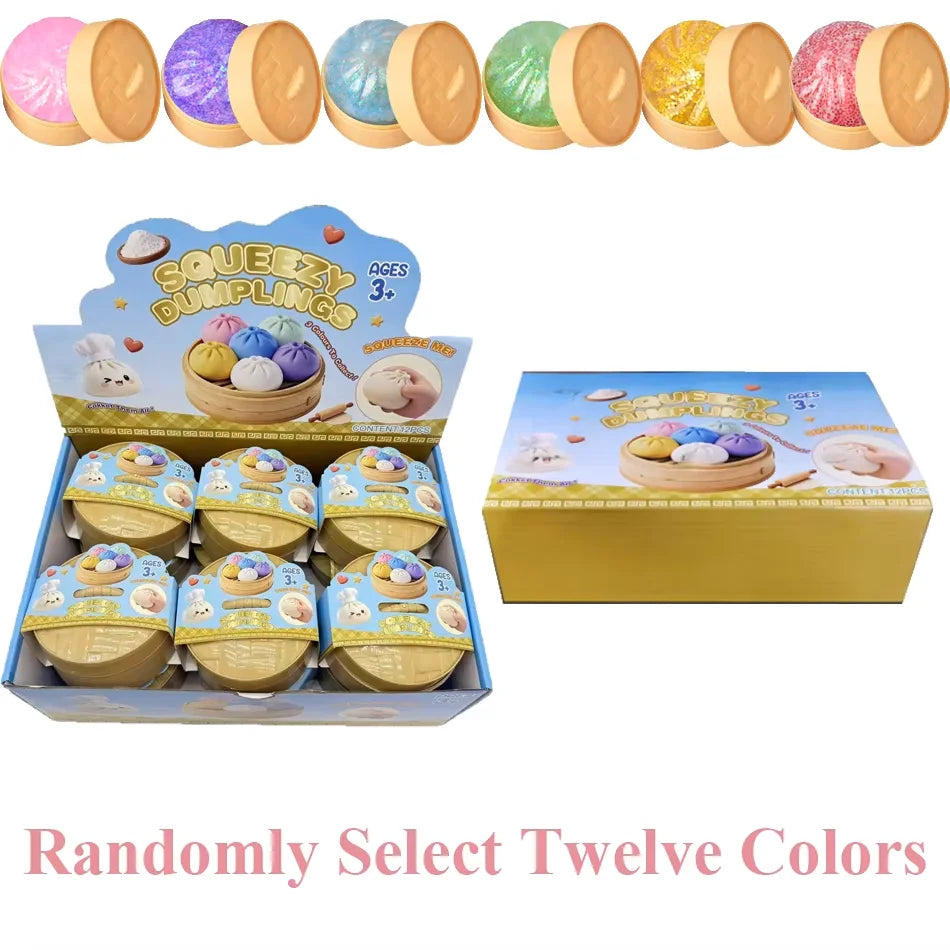New Colorful Dumpling Squishes Stress Balls Reusable Low Rebound Decompression Toys Dough Ball