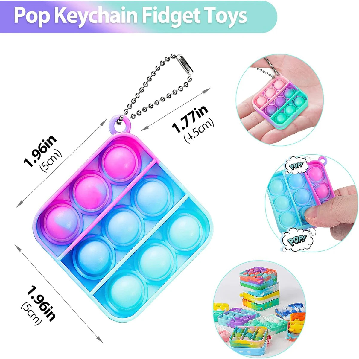 Lot 30 Mini Porte-Clés Pop Fidget Toy Enfant – Cadeau Fête & Classe | 30pcs Mini Pop Keychain Fidget Toys for Kids