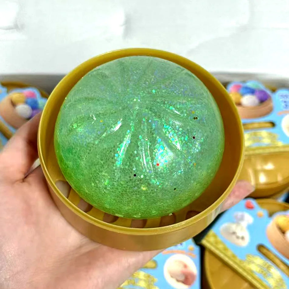 1-12pcs Glitter Dumpling Glitter Dumpling Squishy with Box Dumplings Sensory Squeeze Toy for Stress Relief Toys
