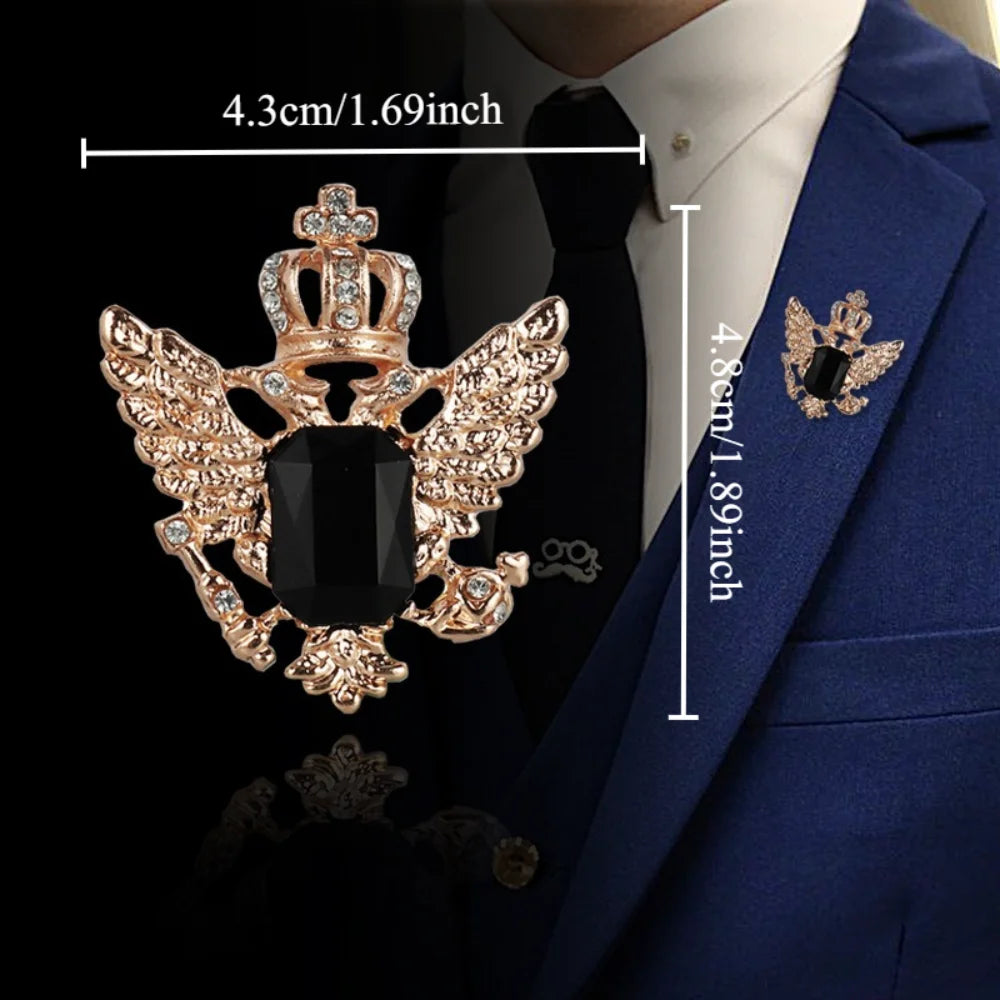 Retro Double Headed Eagle Angel Wings Pin Crown Cross Brooch Suit Jacket Metal Pin Decorative Accessory