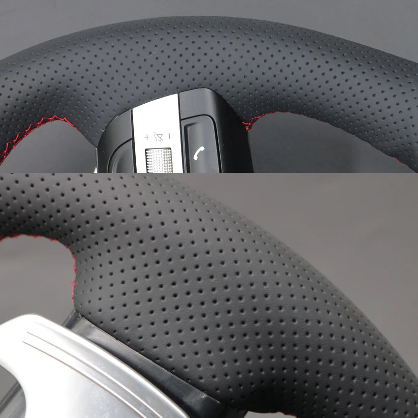 Black Faux Leather Car Steering Wheel Cover for Hyundai Sonata Kona Tucson 2023 2024 2025