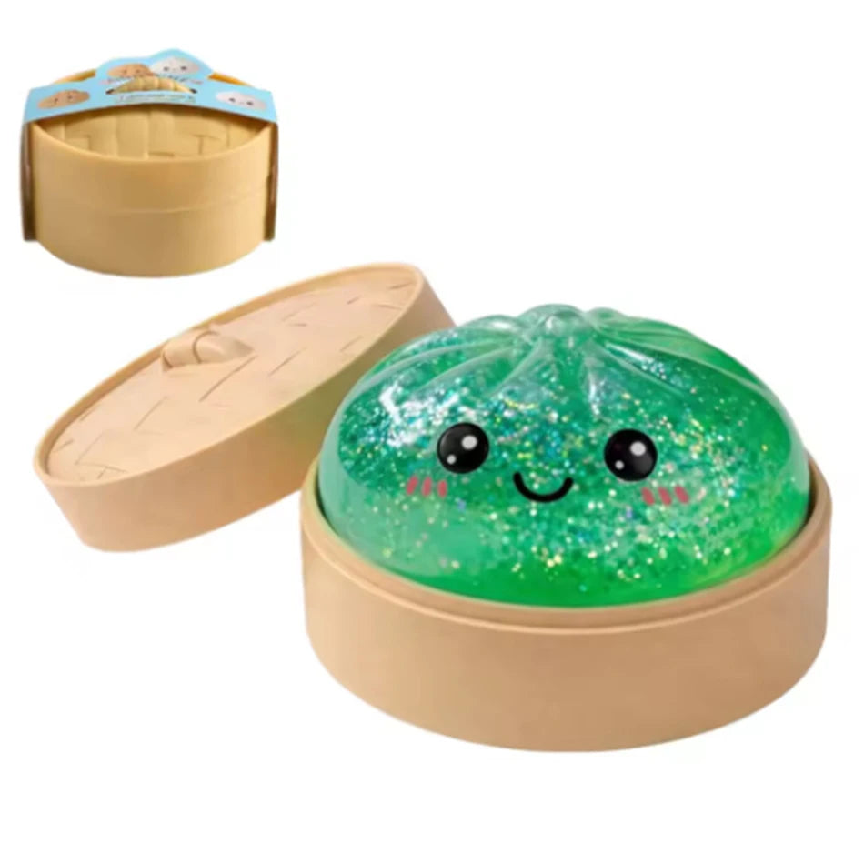 //Hot Glitter Dumpling Squishy with Box Dumplings Sensory Squeeze Toy for Stress Relief Fans Gift