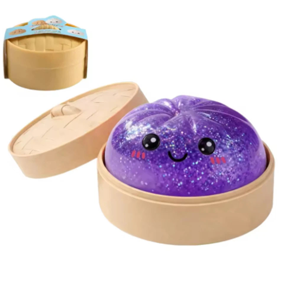 //Hot Glitter Dumpling Squishy with Box Dumplings Sensory Squeeze Toy for Stress Relief Fans Gift
