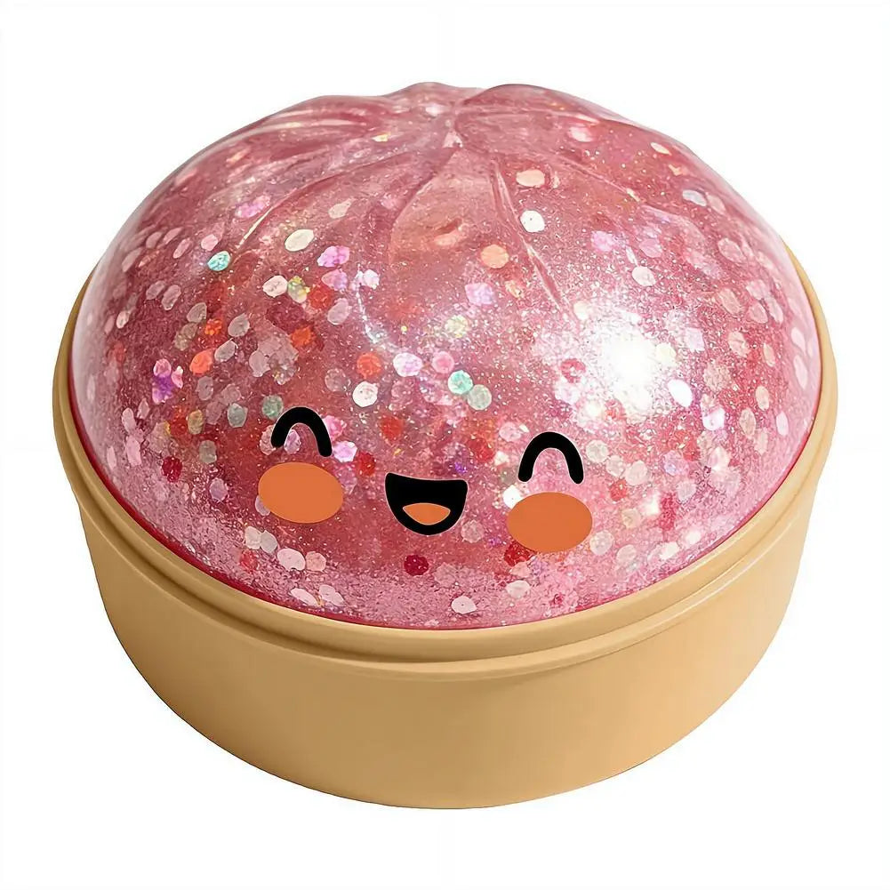 Fun Mini Bao Bun Glitter Dumpling Squishy Toy Mystery Box Free Wrappers with Steamer Stress Relief Toy Crazy Surprise Balls