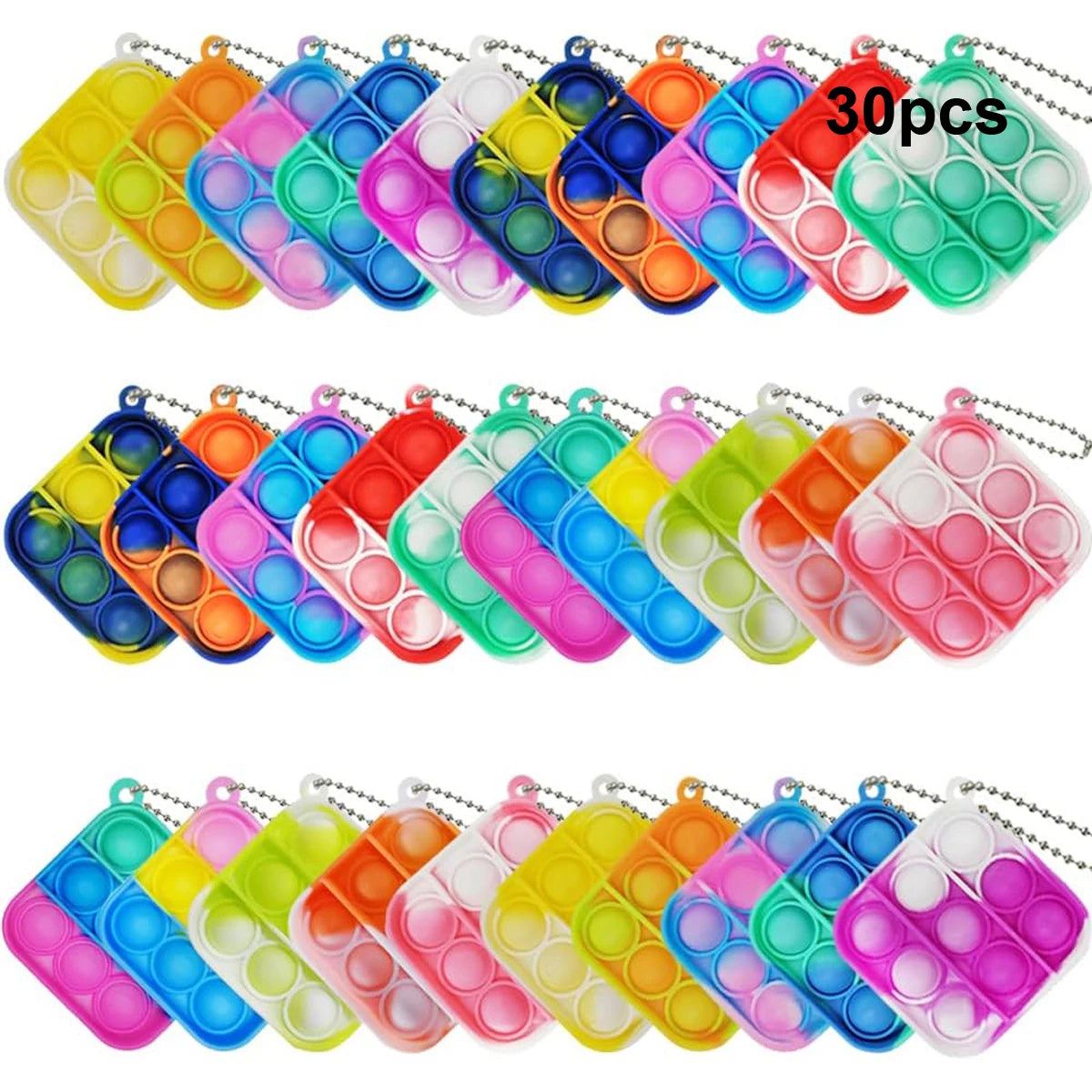 Lot 30 Mini Porte-Clés Pop Fidget Toy Enfant – Cadeau Fête & Classe | 30pcs Mini Pop Keychain Fidget Toys for Kids