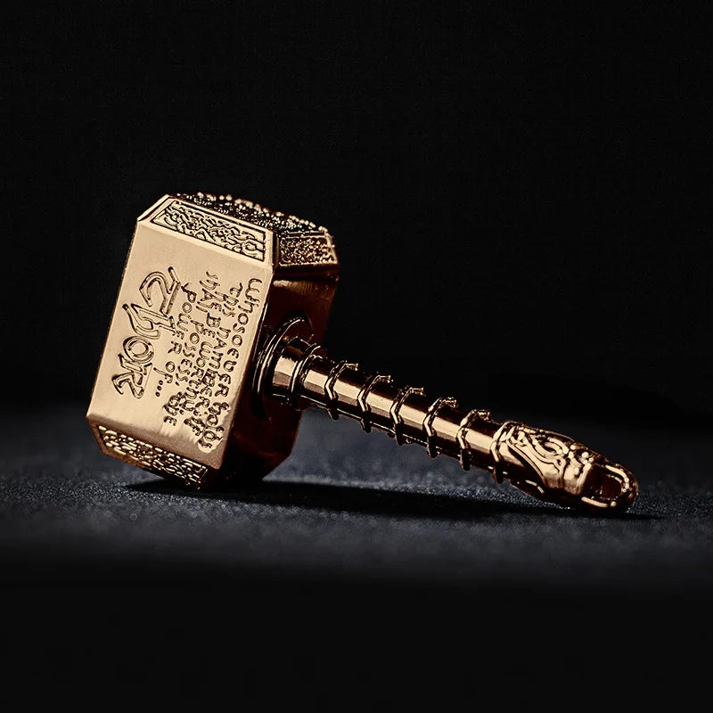 1pcs Thors Battle Hammer Fidget Hand Spinner Made By Metal, The Mighty Mjolnir Keychain Toy - Antique Brass