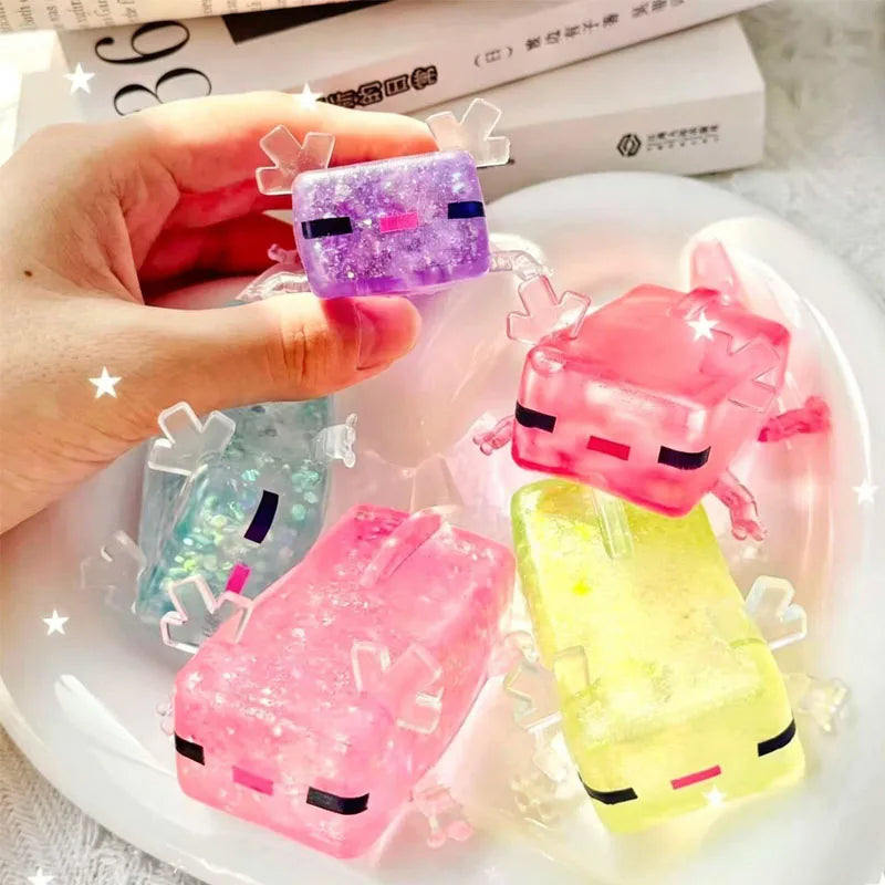 Novelty Cute Axolotls Squishy Soft Squeeze Slow Rising Calming Down Anti-Anxiety and Stress Relief Fidget Toys for Kids & Adults