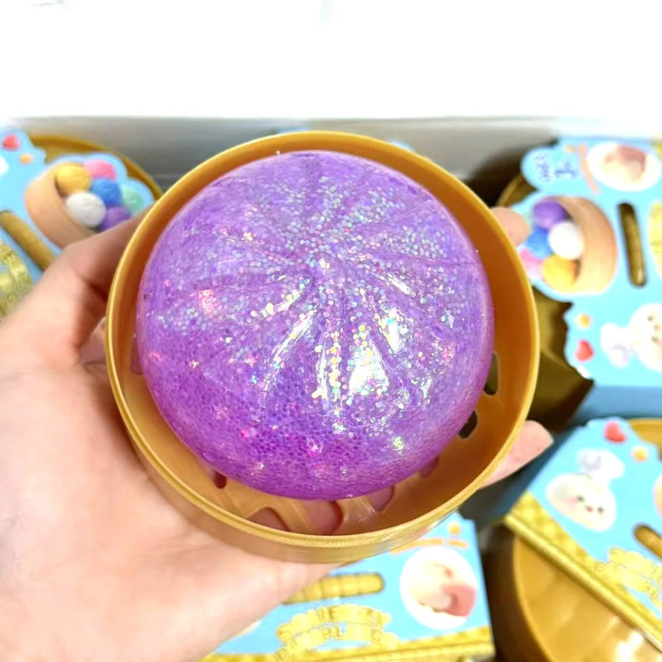 1-12pcs Glitter Dumpling Glitter Dumpling Squishy with Box Dumplings Sensory Squeeze Toy for Stress Relief Toys