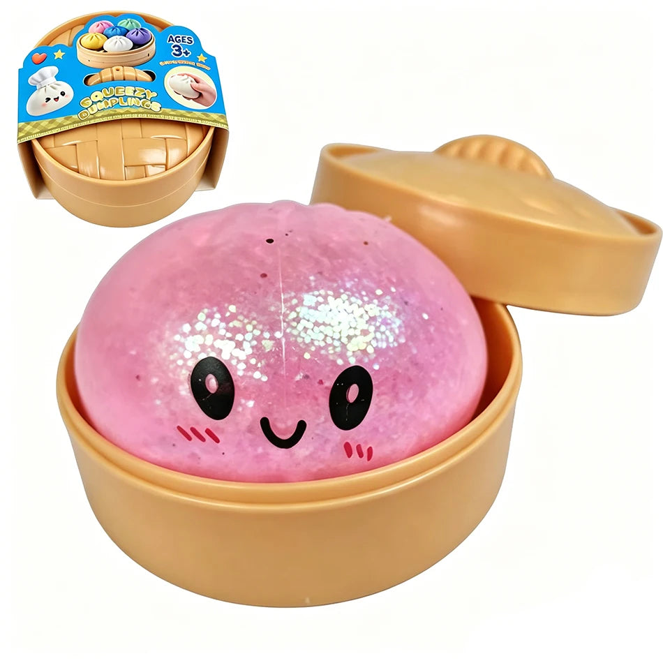Giant Squishies Dumpling Bun Toy, Slow Rising Glitter Dumpling Stress Ball, Stress Relief Fidget Toy for Home Office Travel toys