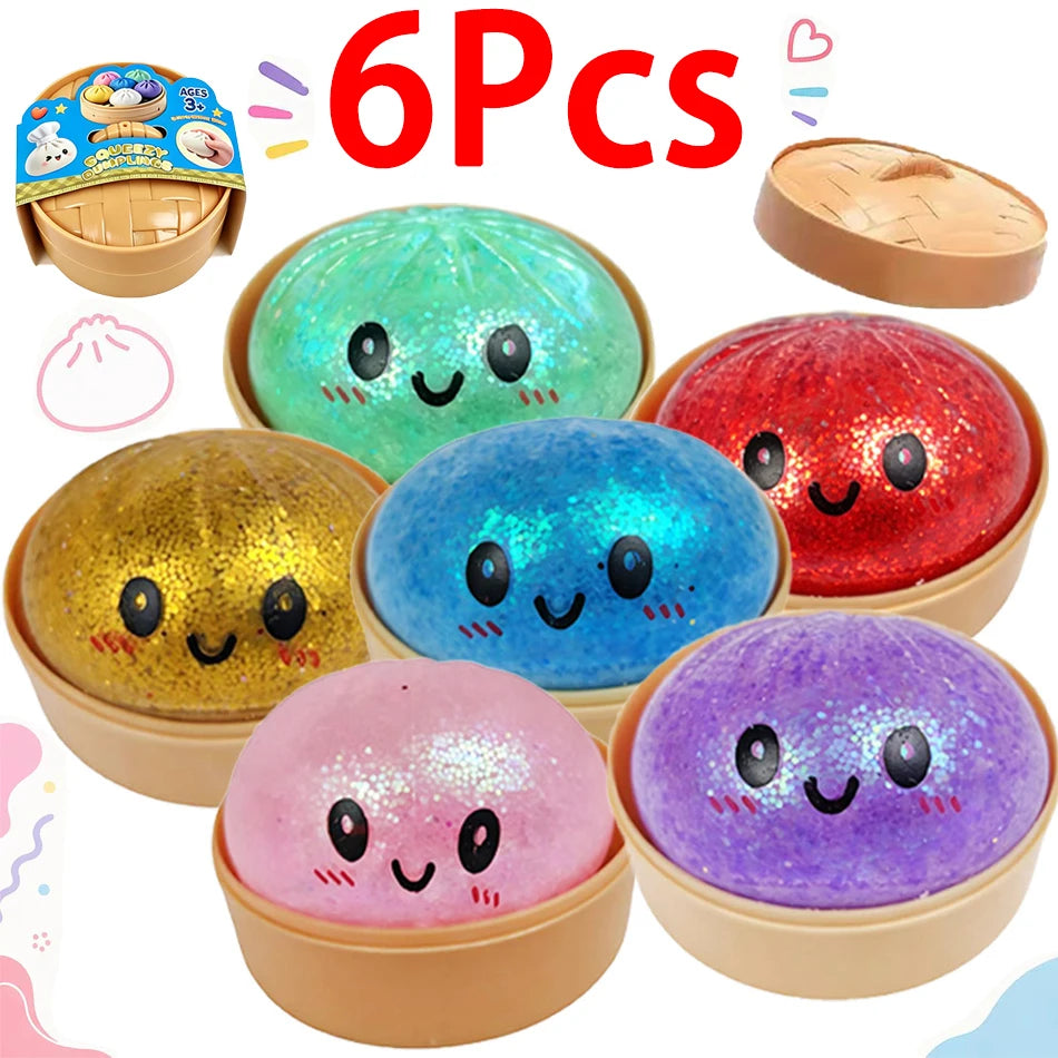 Giant Squishies Dumpling Bun Toy, Slow Rising Glitter Dumpling Stress Ball, Stress Relief Fidget Toy for Home Office Travel toys