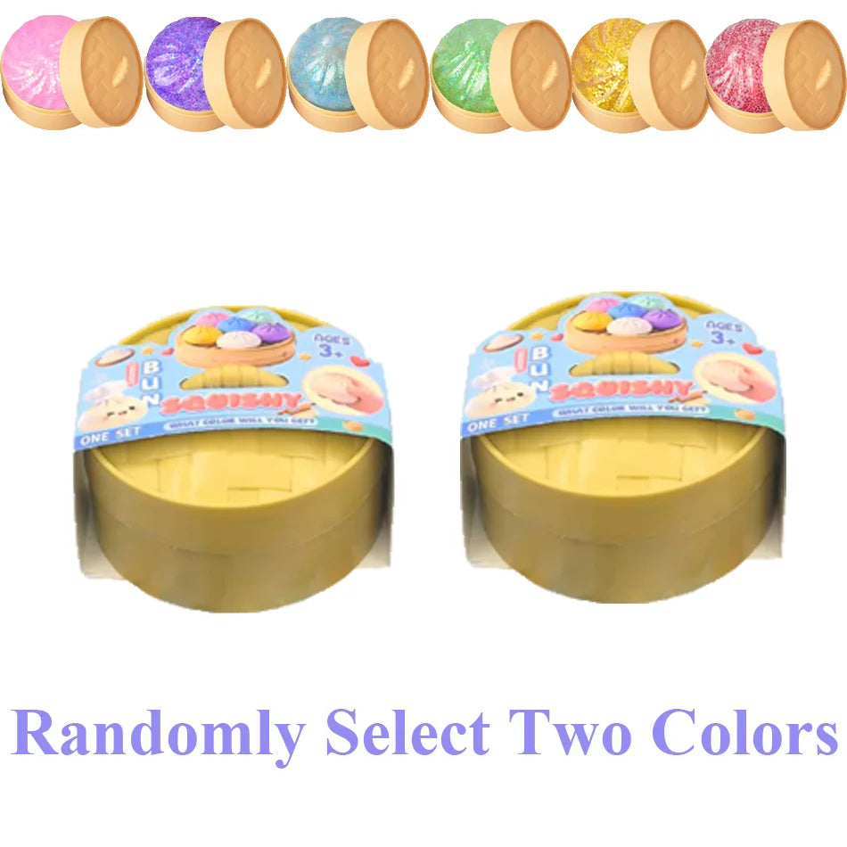 New Colorful Dumpling Squishes Stress Balls Reusable Low Rebound Decompression Toys Dough Ball