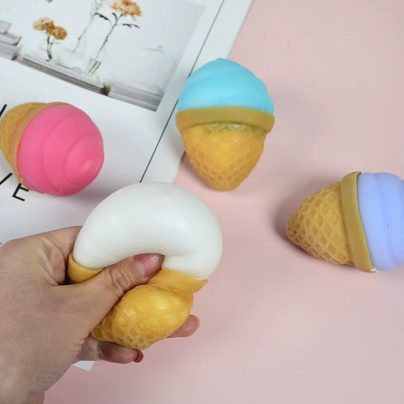 Squeeze Toy Ultra Soft Anti-stress Funny Simulation Food Ice Cream Ball Stress Reliever Toy for Office
