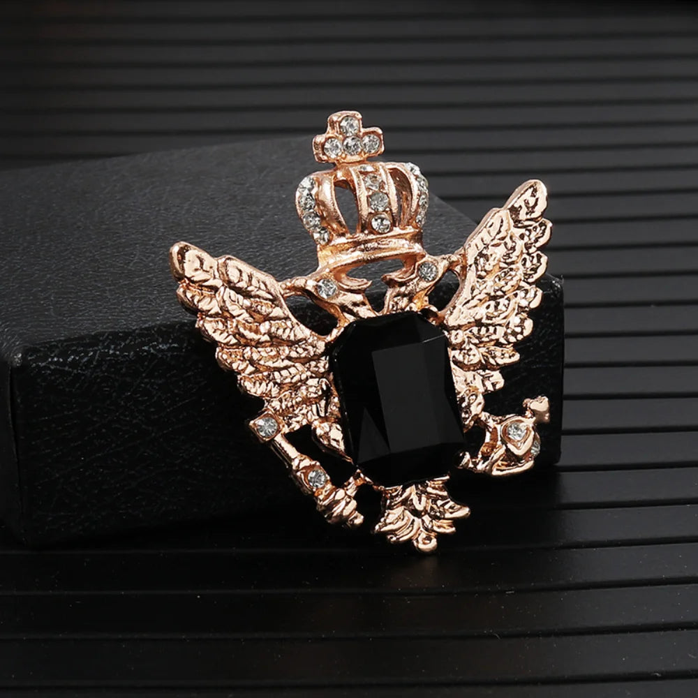 Retro Double Headed Eagle Angel Wings Pin Crown Cross Brooch Suit Jacket Metal Pin Decorative Accessory