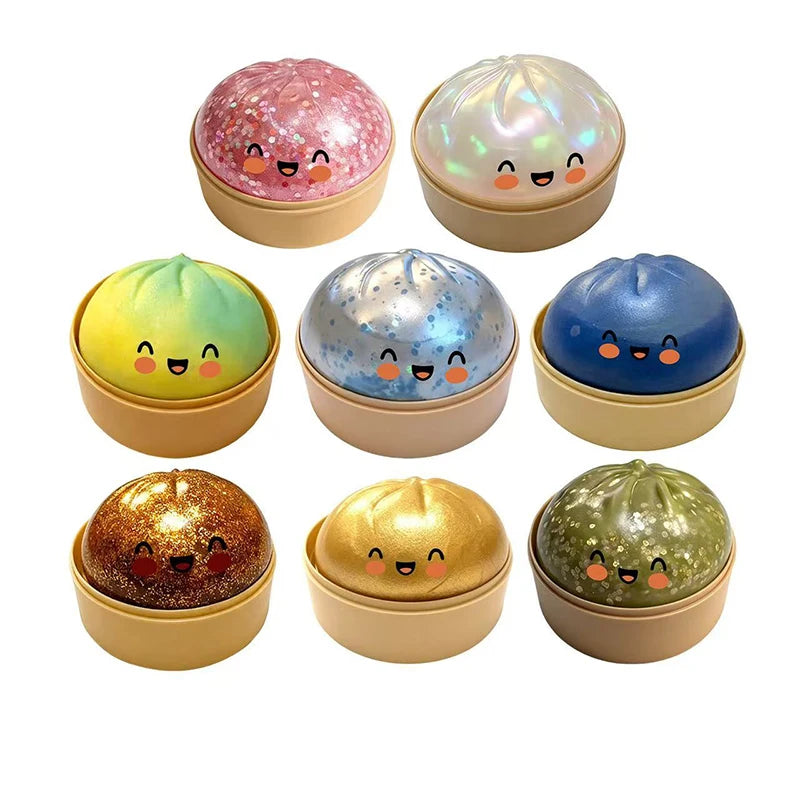 Colorful Simulated Dumpling Squishy Relaxing Relieve Anxiety Antistress Enhance Happiness Rebound Squeeze Reliever Toy
