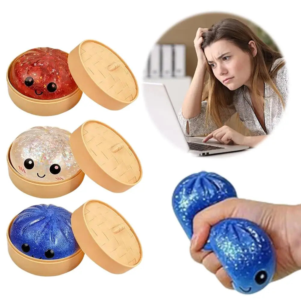 10cm Simulation Flash Dumpling Squishy Toy, Slow Rebound Soft Squeeze Stress Ball, Decompression Fidget Toy for Kids & Adults
