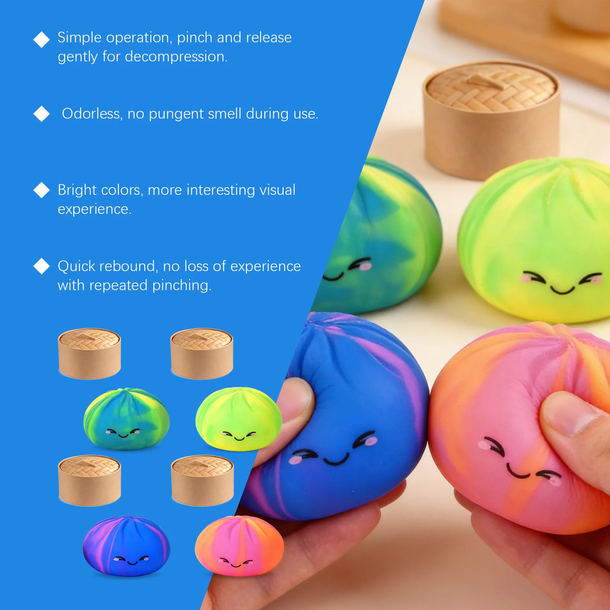 Bun-Shaped Squishy Toy, Cute and Compact, Realistic Bun Shape, Slow Rebound Stress-Relief Healing Toy, Squishy Toy, Surprise Hidden Edition Blind Box Gift