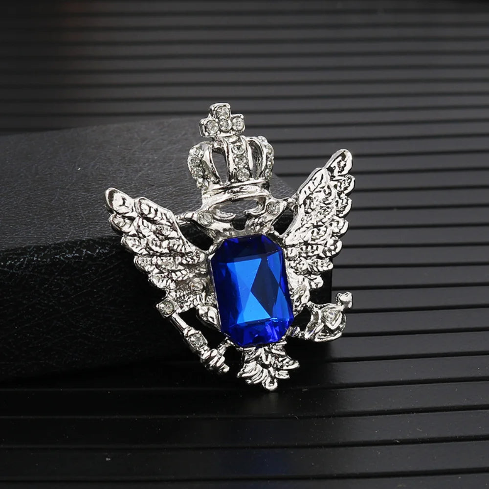 Retro Double Headed Eagle Angel Wings Pin Crown Cross Brooch Suit Jacket Metal Pin Decorative Accessory