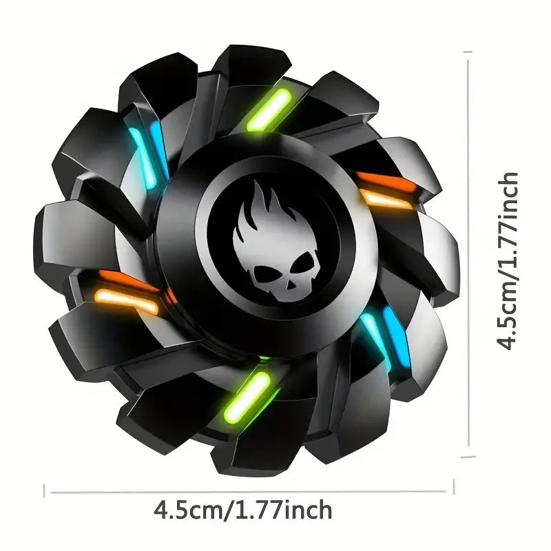 YIJOO Luminous Fingertip Spinning Top EDC Sensory Toys Metal Mute Fidget Spinner Rainbow Light Fidget Toys