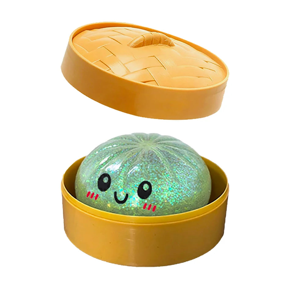 6 styles Colorful Dumpling Squishes Stress Balls Fidget Sensory Toys Squishies Bun with Steamer Squeeze Dough Ball Gifts