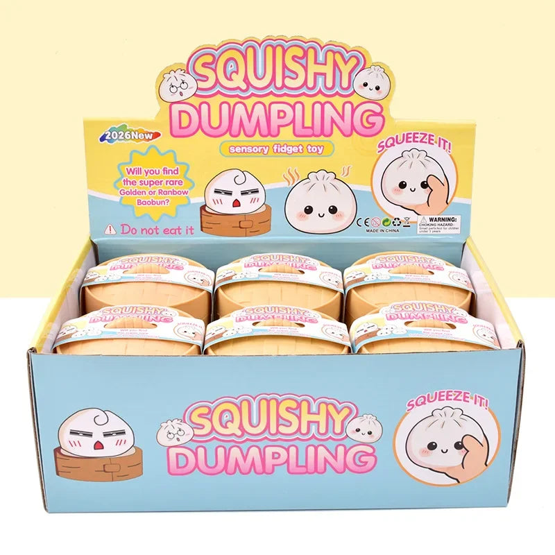 Glitter Dumplings Squishy Soft with Steamer Squishy Fidget Slow Resilience Stress Relief Sensory Ball